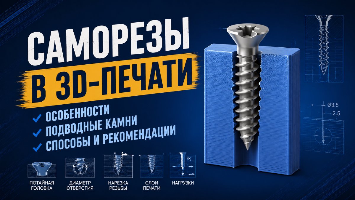 Саморезы в 3D-печати: без срыва пластика